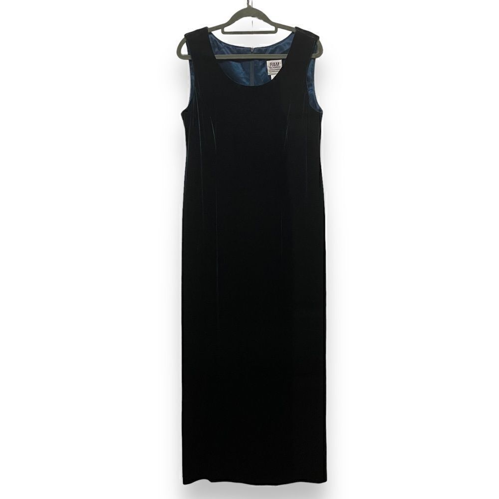 Vintage R&M Richards by Karen Wong Dark Green Velvet Maxi Dress Size 10